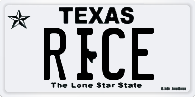 TX license plate RICE