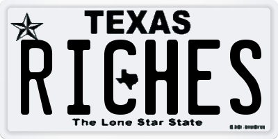 TX license plate RICHES