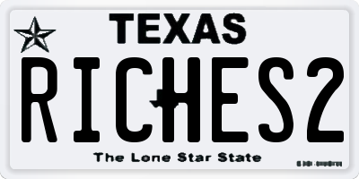 TX license plate RICHES2