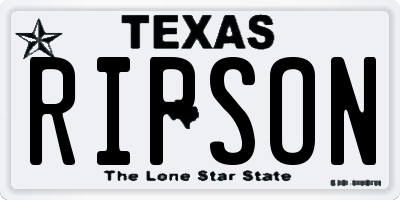 TX license plate RIPSON