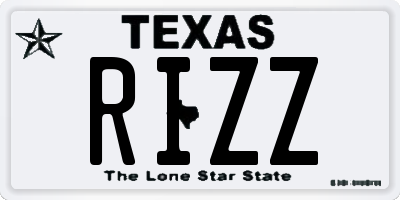 TX license plate RIZZ