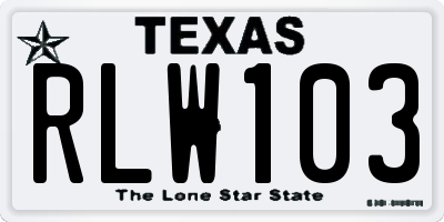 TX license plate RLW103