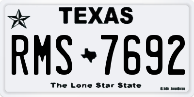 TX license plate RMS7692