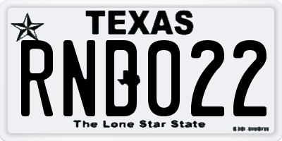 TX license plate RND022