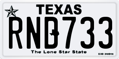 TX license plate RND733