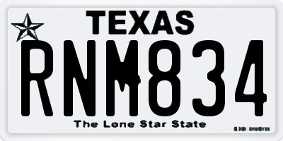 TX license plate RNM834