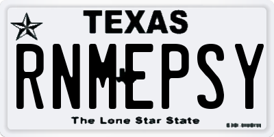 TX license plate RNMEPSY