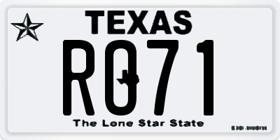 TX license plate RO71