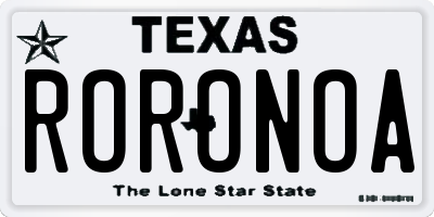 TX license plate RORONOA