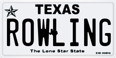 TX license plate ROWLING