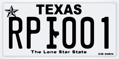 TX license plate RPI001