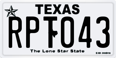 TX license plate RPT043