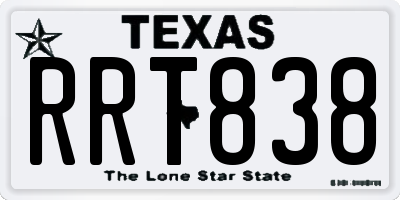 TX license plate RRT838