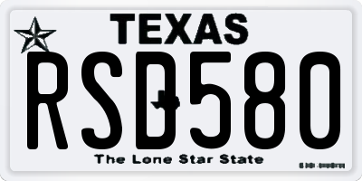 TX license plate RSD580