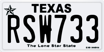 TX license plate RSW733