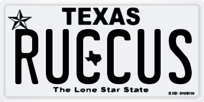 TX license plate RUCCUS