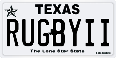 TX license plate RUGBYII