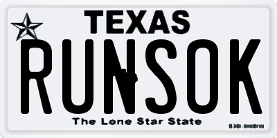 TX license plate RUNSOK