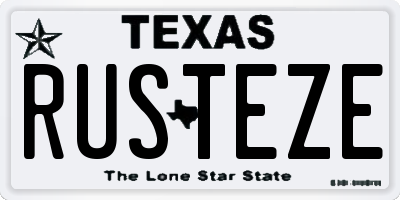 TX license plate RUSTEZE