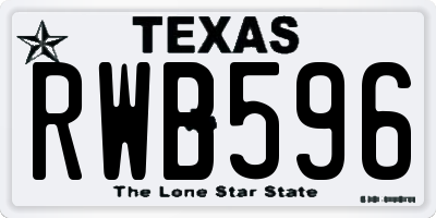 TX license plate RWB596