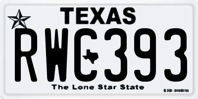 TX license plate RWC393