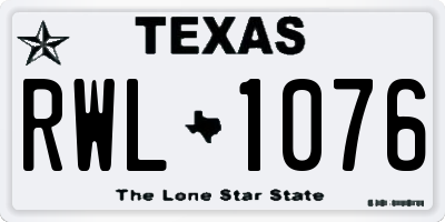 TX license plate RWL1076