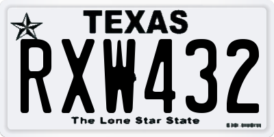 TX license plate RXW432