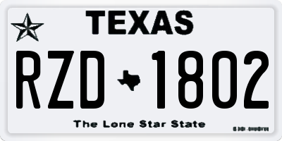 TX license plate RZD1802