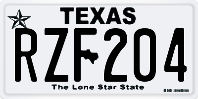 TX license plate RZF204