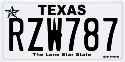 TX license plate RZW787