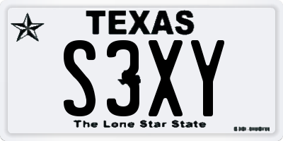 TX license plate S3XY