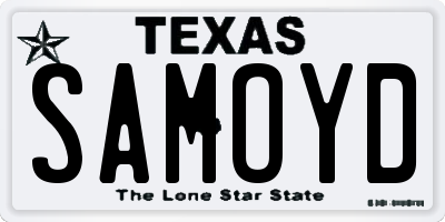 TX license plate SAMOYD