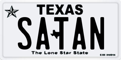 TX license plate SATAN