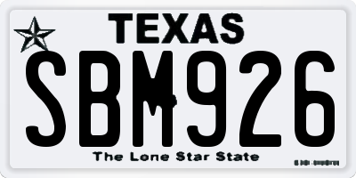 TX license plate SBM926