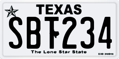 TX license plate SBT234