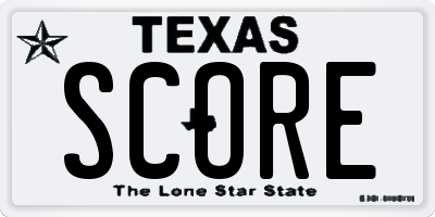 TX license plate SCORE