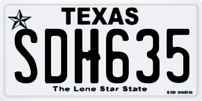 TX license plate SDH635