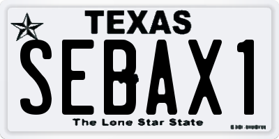 TX license plate SEBAX1