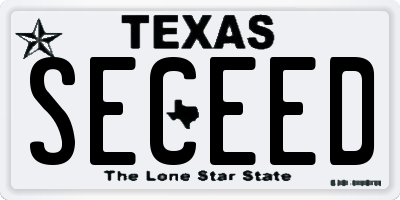 TX license plate SECEED