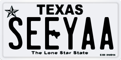 TX license plate SEEYAA