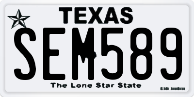 TX license plate SEM589