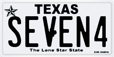 TX license plate SEVEN4