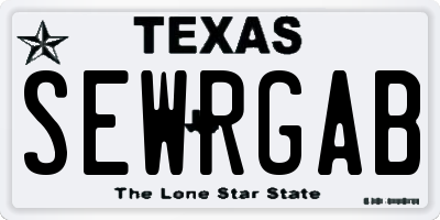 TX license plate SEWRGAB