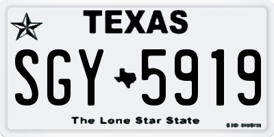 TX license plate SGY5919