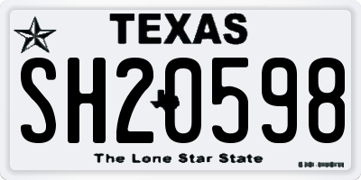 TX license plate SH20598