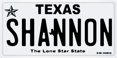 TX license plate SHANNON