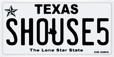 TX license plate SHOUSE5