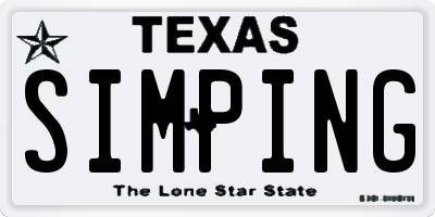 TX license plate SIMPING