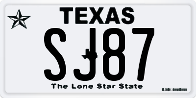 TX license plate SJ87