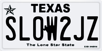 TX license plate SLOW2JZ